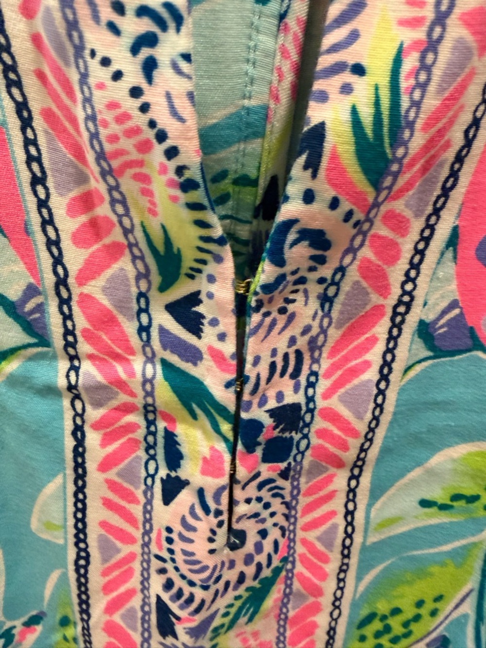 Lilly Pulitzer Aqua Floral Sleeveless Shift Dress with Pink & Green Accents - Picture 4 of 6